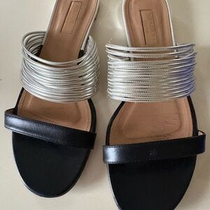 Aquazzura Black and Silver Sandals